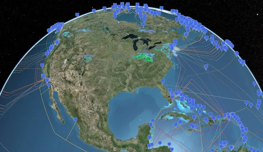 Global undersea cable visualization on the globe